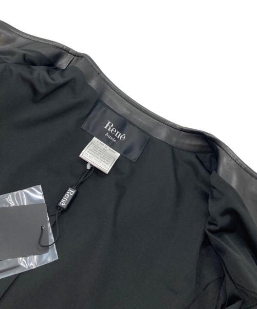 Rene（ルネ）Rene (ルネ) フリル付きフェイクレザージャケット ブラック サイズ:34の古着・服飾アイテム