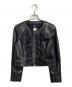 Rene（ルネ）の古着「フリル付きフェイクレザージャケット」｜ブラック