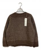 中川政七商店ナカガワマサシチショウテン）の古着「無染色ウールのボーダーニットプルオーバー　ラグランニット　日本製」｜ブラウン