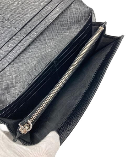 PRADA（プラダ）PRADA (プラダ) 三角プレート付きサフィアーノ長財布　イタリア製 ブラック サイズ:実寸参照の古着・服飾アイテム