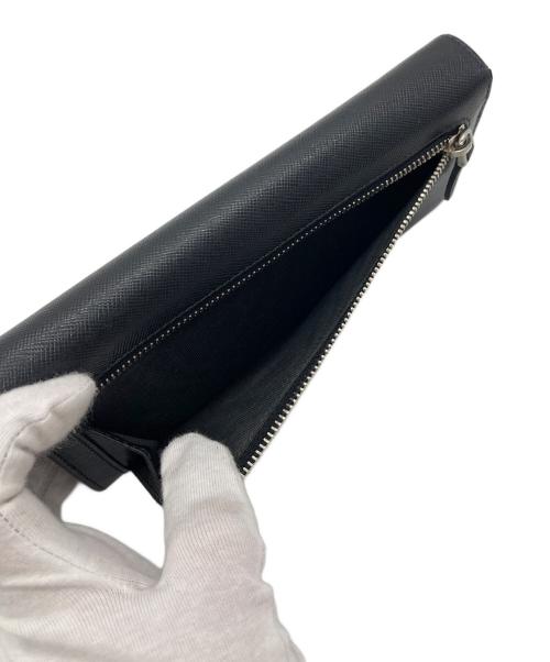 PRADA（プラダ）PRADA (プラダ) 三角プレート付きサフィアーノ長財布　イタリア製 ブラック サイズ:実寸参照の古着・服飾アイテム