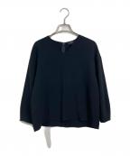 theoryセオリー）の古着「Vネックブラウス (アイボリー) トリアセテート  ブレスレットスリーブ / ウォッシャブル　Admiral Crepe Round VNK Top」｜ブラック