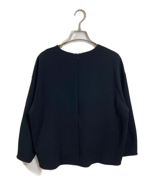 theory（セオリー）theory (セオリー) Vネックブラウス (アイボリー) トリアセテート  ブレスレットスリーブ / ウォッシャブル　Admiral Crepe Round VNK Top ブラック サイズ:P（XS〜S）の古着・服飾アイテム