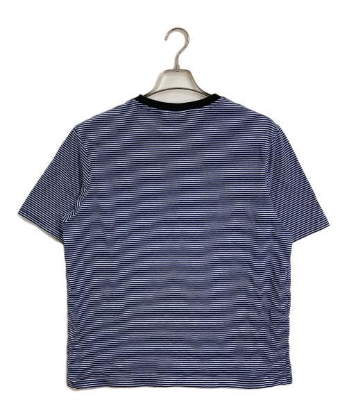 stussy（ステューシー）stussy (ステューシー) ポケットTシャツ　半袖カットソー　Tシャツ　Tee  ボーダー ネイビー×ブラック サイズ:Mの古着・服飾アイテム