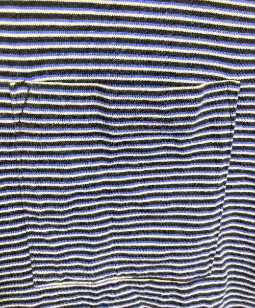 stussy（ステューシー）stussy (ステューシー) ポケットTシャツ　半袖カットソー　Tシャツ　Tee  ボーダー ネイビー×ブラック サイズ:Mの古着・服飾アイテム