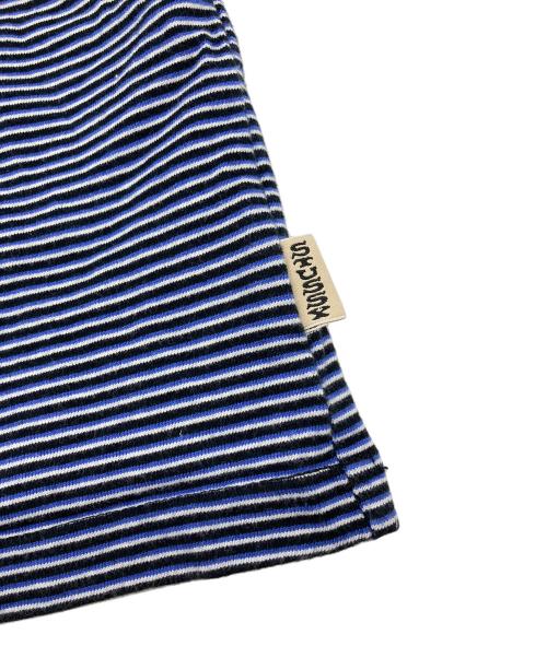 stussy（ステューシー）stussy (ステューシー) ポケットTシャツ　半袖カットソー　Tシャツ　Tee  ボーダー ネイビー×ブラック サイズ:Mの古着・服飾アイテム