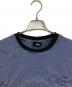 stussy (ステューシー) ポケットTシャツ　半袖カットソー　Tシャツ　Tee  ボーダー ネイビー×ブラック サイズ:M：5000円