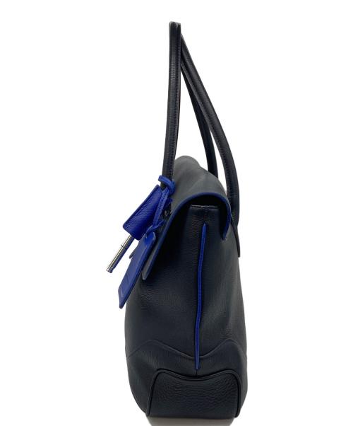 PELLE MORBIDA（ペッレモルビダ）PELLE MORBIDA (ペッレモルビダ) フラップトートバッグ　レザーバッグ　ビジネスバッグ　旅行　大容量　日本製 ネイビー×ブルー サイズ:実寸参照の古着・服飾アイテム