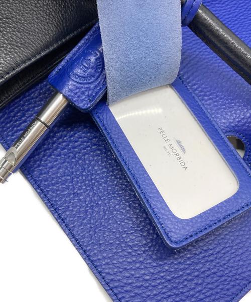 PELLE MORBIDA（ペッレモルビダ）PELLE MORBIDA (ペッレモルビダ) フラップトートバッグ　レザーバッグ　ビジネスバッグ　旅行　大容量　日本製 ネイビー×ブルー サイズ:実寸参照の古着・服飾アイテム