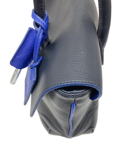 PELLE MORBIDA（ペッレモルビダ）PELLE MORBIDA (ペッレモルビダ) フラップトートバッグ　レザーバッグ　ビジネスバッグ　旅行　大容量　日本製 ネイビー×ブルー サイズ:実寸参照の古着・服飾アイテム