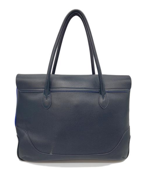PELLE MORBIDA（ペッレモルビダ）PELLE MORBIDA (ペッレモルビダ) フラップトートバッグ　レザーバッグ　ビジネスバッグ　旅行　大容量　日本製 ネイビー×ブルー サイズ:実寸参照の古着・服飾アイテム