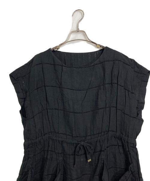 HaaT ISSEY MIYAKE（ハート イッセイ ミヤケ）Haat ISSEY MIYAKE (ハート イッセイ ミヤケ) ウエストリボン半袖リネンワンピース ブラック サイズ:2の古着・服飾アイテム