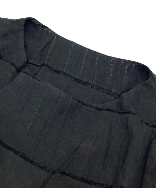 HaaT ISSEY MIYAKE（ハート イッセイ ミヤケ）Haat ISSEY MIYAKE (ハート イッセイ ミヤケ) ウエストリボン半袖リネンワンピース ブラック サイズ:2の古着・服飾アイテム