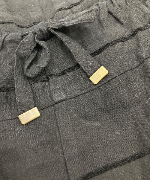 HaaT ISSEY MIYAKE（ハート イッセイ ミヤケ）Haat ISSEY MIYAKE (ハート イッセイ ミヤケ) ウエストリボン半袖リネンワンピース ブラック サイズ:2の古着・服飾アイテム
