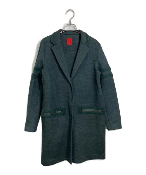 HaaT ISSEY MIYAKE（ハート イッセイ ミヤケ）Haat ISSEY MIYAKE (ハート イッセイ ミヤケ) ボンディングウール混コート　ロングコート　イッセイミヤケ グリーン サイズ:2の古着・服飾アイテム