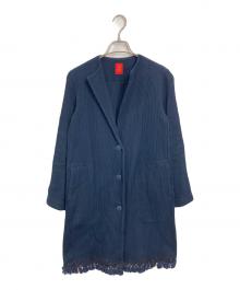 HaaT ISSEY MIYAKE（ハート イッセイ ミヤケ）の古着「レースデザインコート　アウター　ライトアウター　イッセイミヤケ　日本製」｜ネイビー