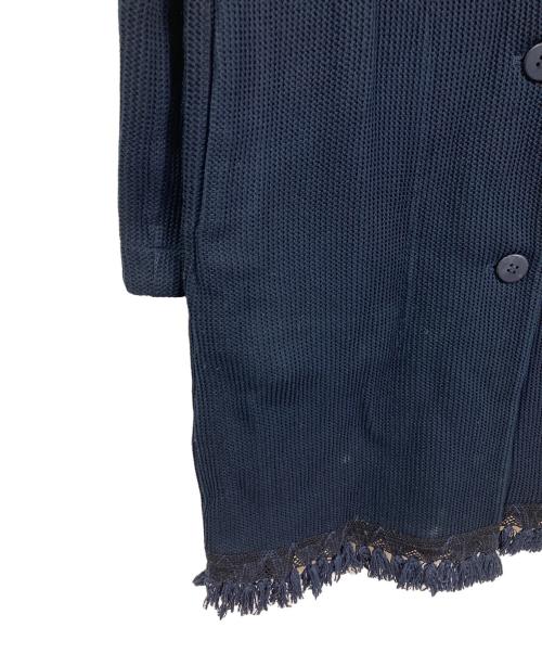 HaaT ISSEY MIYAKE（ハート イッセイ ミヤケ）Haat ISSEY MIYAKE (ハート イッセイ ミヤケ) レースデザインコート　アウター　ライトアウター　イッセイミヤケ　日本製 ネイビー サイズ:2の古着・服飾アイテム