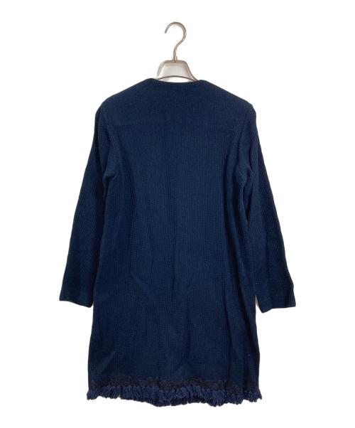 HaaT ISSEY MIYAKE（ハート イッセイ ミヤケ）Haat ISSEY MIYAKE (ハート イッセイ ミヤケ) レースデザインコート　アウター　ライトアウター　イッセイミヤケ　日本製 ネイビー サイズ:2の古着・服飾アイテム