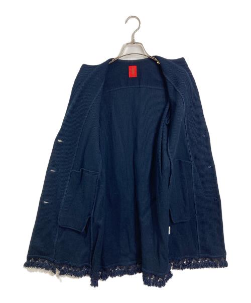 HaaT ISSEY MIYAKE（ハート イッセイ ミヤケ）Haat ISSEY MIYAKE (ハート イッセイ ミヤケ) レースデザインコート　アウター　ライトアウター　イッセイミヤケ　日本製 ネイビー サイズ:2の古着・服飾アイテム