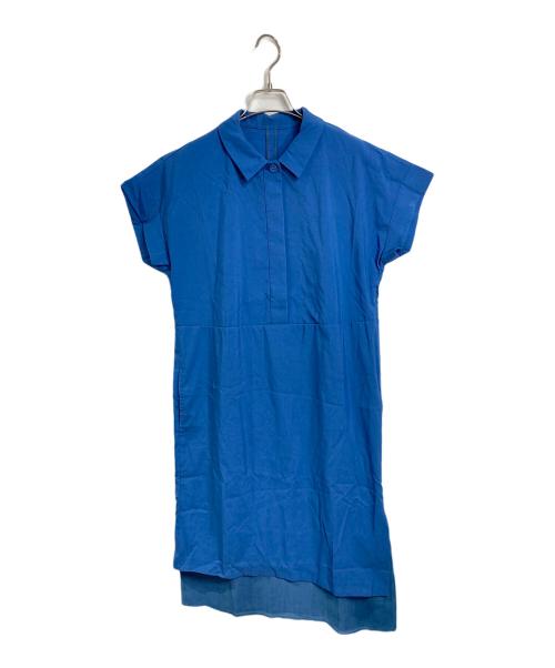 HaaT ISSEY MIYAKE（ハート イッセイ ミヤケ）Haat ISSEY MIYAKE (ハート イッセイ ミヤケ) シャツワンピース　半袖ワンピース　イッセイミヤケ ブルー サイズ:2の古着・服飾アイテム