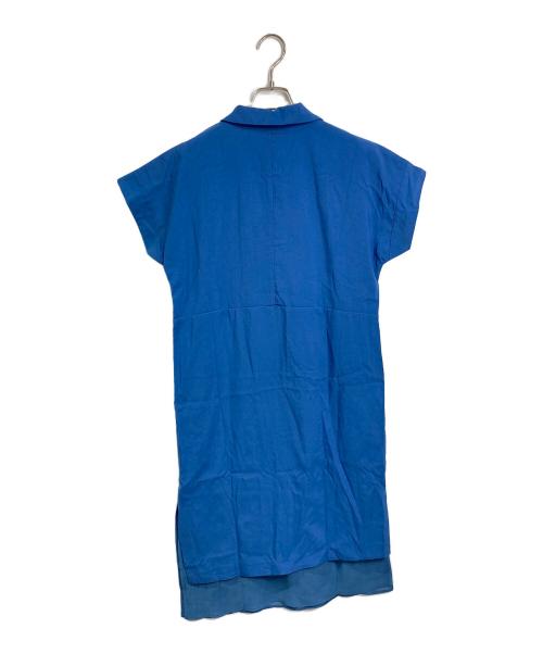HaaT ISSEY MIYAKE（ハート イッセイ ミヤケ）Haat ISSEY MIYAKE (ハート イッセイ ミヤケ) シャツワンピース　半袖ワンピース　イッセイミヤケ ブルー サイズ:2の古着・服飾アイテム