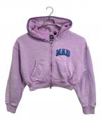 GAP×madhappyギャップ×マッドハッピー）の古着「MADロゴ ステッチフード ショートジップパーカー　フーディ」｜パープル