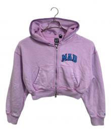 GAP×madhappy（ギャップ×マッドハッピー）の古着「MADロゴ ステッチフード ショートジップパーカー　フーディ」｜パープル