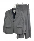 ZARAザラ）の古着「ピンストライプ セットアップスーツ　パンツスーツ　ジャケット　ワイドパンツ　セレモニー」｜グレー