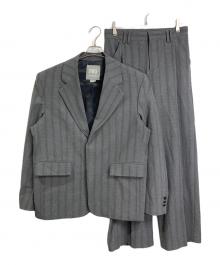 ZARA（ザラ）の古着「ピンストライプ セットアップスーツ　パンツスーツ　ジャケット　ワイドパンツ　セレモニー」｜グレー