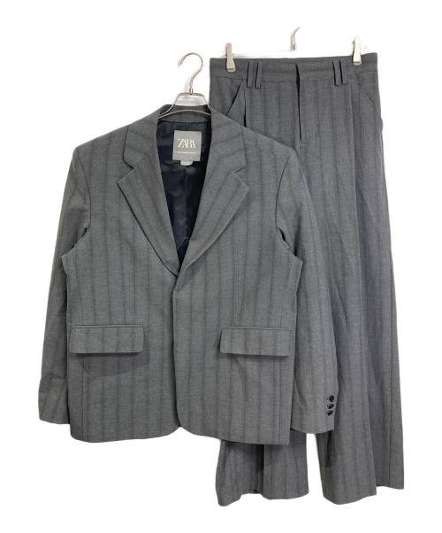 ZARA（ザラ）ZARA (ザラ) ピンストライプ セットアップスーツ　パンツスーツ　ジャケット　ワイドパンツ　セレモニー グレー サイズ:SIZE M / パンツUS30の古着・服飾アイテム