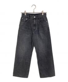 EVERYDAY I LIKE.（エヴリデイ アイ ライク）の古着「Tuck Buggy タックバギーデニムパンツ　ヴィンテージ加工　ワイドパンツ　」｜グレー