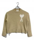 AMI Alexandre Mattiussiアミアレクサンドルマテュッシ）の古着「ビッグハートロゴニット アルパカ混ニット　長袖ニット」｜アイボリー
