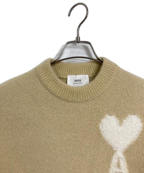 AMI Alexandre Mattiussi（アミアレクサンドルマテュッシ）AMI Alexandre Mattiussi (アミアレクサンドルマテュッシ) ビッグハートロゴニット アルパカ混ニット　長袖ニット アイボリー サイズ:XSの古着・服飾アイテム