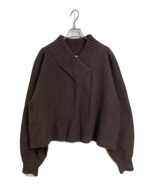 MUSE de Deuxieme Classe（ミューズ ドゥーズィエム クラス）MUSE de Deuxieme Classe (ミューズ ドゥーズィエム クラス) OLBIA アゼVネック プルオーバー ニット　長袖ニット　日本製 ブラウン サイズ:実寸参照の古着・服飾アイテム