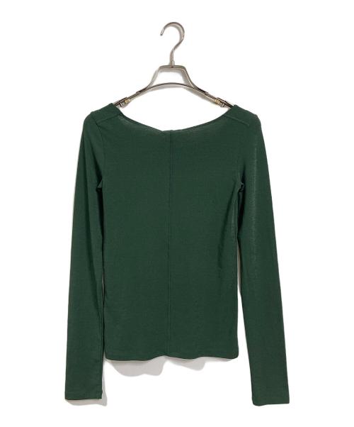 CLANE（クラネ）CLANE (クラネ) DEEP NECK LADY TOPS ディープ ネック レディ トップス  ロングスリーブカットソー グリーン サイズ:2 未使用品の古着・服飾アイテム