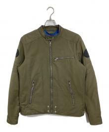DIESEL（ディーゼル）の古着「ロゴパッチライダースジャケット　ナイロンジャケット」｜オリーブ