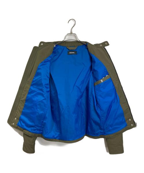 DIESEL（ディーゼル）DIESEL (ディーゼル) ロゴパッチライダースジャケット　ナイロンジャケット オリーブ サイズ:Lの古着・服飾アイテム