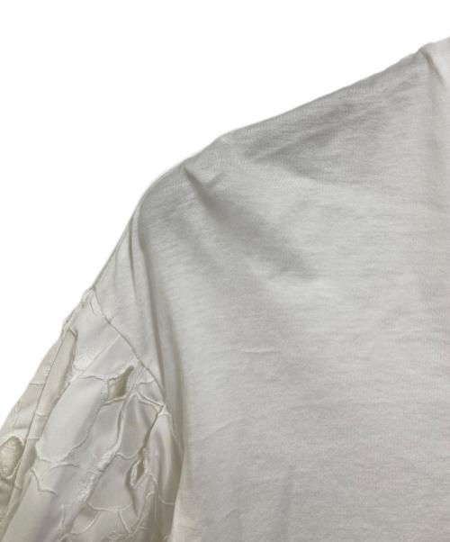 MONCLER（モンクレール）MONCLER (モンクレール) Simone Rocha (シモーネ ロシャ) パフレーススリーブTシャツ　イタリア製 ホワイト サイズ:Sの古着・服飾アイテム