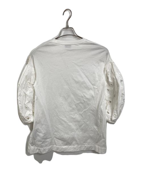 MONCLER（モンクレール）MONCLER (モンクレール) Simone Rocha (シモーネ ロシャ) パフレーススリーブTシャツ　イタリア製 ホワイト サイズ:Sの古着・服飾アイテム