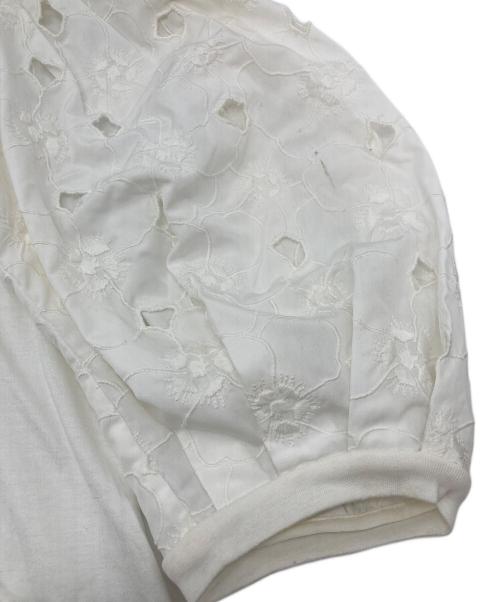 MONCLER（モンクレール）MONCLER (モンクレール) Simone Rocha (シモーネ ロシャ) パフレーススリーブTシャツ　イタリア製 ホワイト サイズ:Sの古着・服飾アイテム