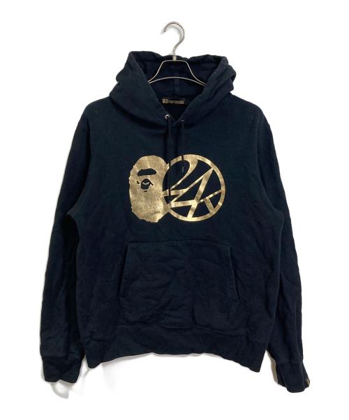 A BATHING APE（ア ベイシング エイプ）A BATHING APE (ア ベイシング エイプ) TWENTY FOUR KARATS 24KARATS パーカー　フーディ ブラック×ゴールド サイズ:XLの古着・服飾アイテム