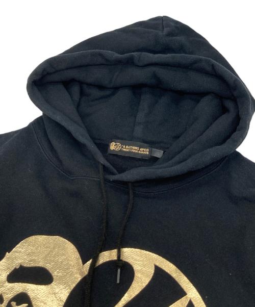 A BATHING APE（ア ベイシング エイプ）A BATHING APE (ア ベイシング エイプ) TWENTY FOUR KARATS 24KARATS パーカー　フーディ ブラック×ゴールド サイズ:XLの古着・服飾アイテム