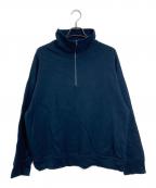 ATONエイトン）の古着「ハーフジップスウェット ZEROTSURI URAKE HALF ZIP PULLOVER パイル　日本製」｜ネイビー