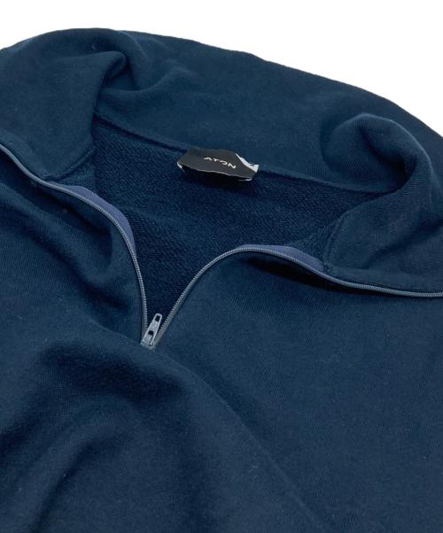 ATON（エイトン）ATON (エイトン) ハーフジップスウェット ZEROTSURI URAKE HALF ZIP PULLOVER パイル　日本製 ネイビー サイズ:06の古着・服飾アイテム