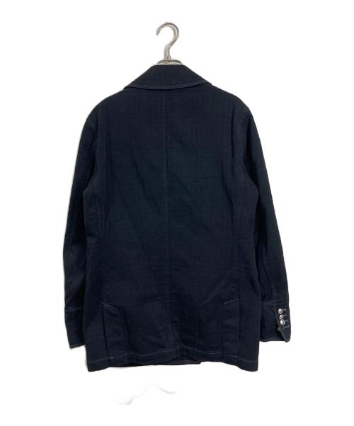 BURBERRY BLACK LABEL（バーバリーブラックレーベル）BURBERRY BLACK LABEL (バーバリーブラックレーベル) 銀釦チェック柄エンボスPコート　 ブラック サイズ:Mの古着・服飾アイテム