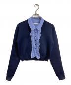 Snidelスナイデル）の古着「26SS フリルニットカーディガン　セレモニー」｜ネイビー