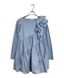 HANAE MORI×CELFORD（ハナエモリ×セルフォード）の古着「アシンメトリーフラワーチュニック　」｜サックスブルー