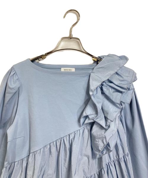HANAE MORI（ハナエモリ）HANAE MORI (ハナエモリ) CELFORD (セルフォード) アシンメトリーフラワーチュニック　 サックスブルー サイズ:FREEの古着・服飾アイテム