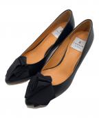 LANVIN en Bleuランバンオンブルー）の古着「ポインテッドトゥリボンパンプス　パンプス　セレモニー　イタリア製」｜ブラック