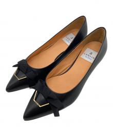 LANVIN en Bleu（ランバンオンブルー）の古着「グログランリボンポインテッドトゥパンプス　パンプス　セレモニー　日本製」｜ブラック